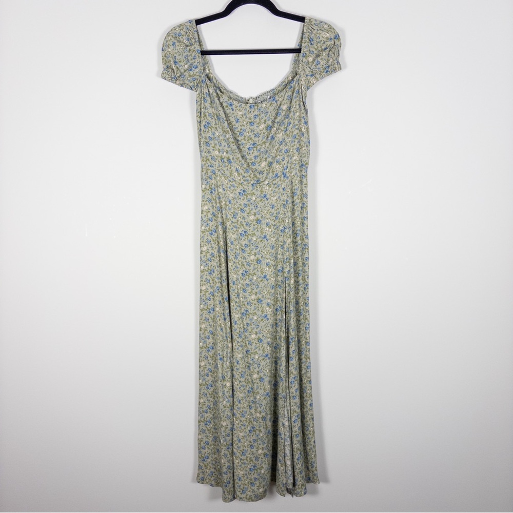 Reformation Sienne Green Floral Midi Dress